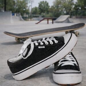 Vans Black and White Corduroy Sneakers